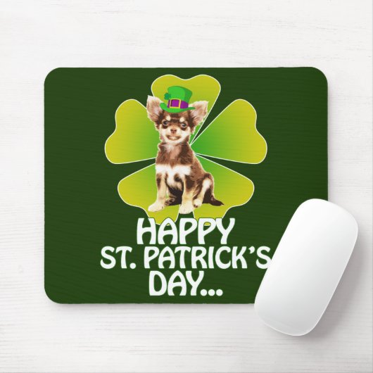 Niedlich Chihuahua Welppy Hat St. Patrick Day Mousepad (Mit Mouse)