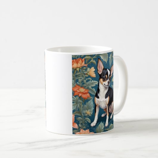Niedlich Chihuahua William Morris Inspirierte Flor Kaffeetasse (VorderseiteRechts)