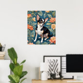 Niedlich Chihuahua William Morris Inspirierte Flor Poster (Heimbüro)