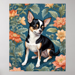 Niedlich Chihuahua William Morris Inspirierte Flor Poster