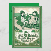 Niedlich Children Leprechaun Kleeblatt Dancing Einladung (Vorne/Hinten)