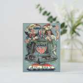 Niedlich Children Liberty Bell Wreath Ribbon Postkarte (Stehend Vorderseite)