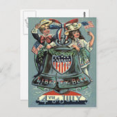 Niedlich Children Liberty Bell Wreath Ribbon Postkarte (Vorne/Hinten)