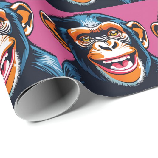 Niedlich Chimpanzee Laughs Geschenkpapier (Rolleneckpunkt)