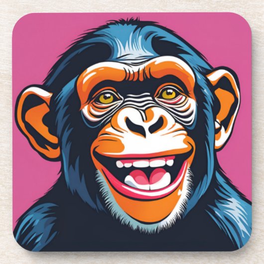 Niedlich Chimpanzee Laughs Getränkeuntersetzer (Vorderseite)