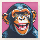 Niedlich Chimpanzee Laughs Glasuntersetzer (Vorderseite)