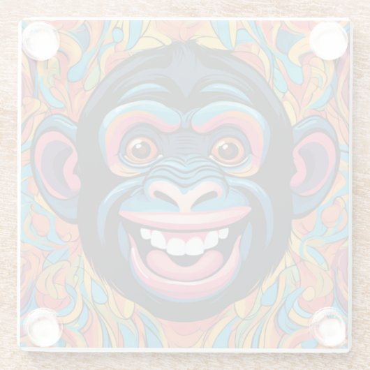 Niedlich Chimpanzee Laughs Glasuntersetzer (Rückseite)