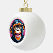 Niedlich Chimpanzee Laughs Keramik Kugel-Ornament (Rechts)