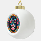 Niedlich Chimpanzee Laughs Keramik Kugel-Ornament (Rechts)