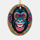 Niedlich Chimpanzee Laughs Keramik Ornament (Rechts)