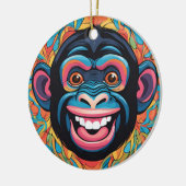 Niedlich Chimpanzee Laughs Keramik Ornament (Links)