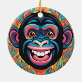Niedlich Chimpanzee Laughs Keramik Ornament (Hinten)