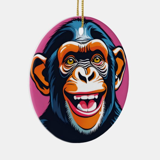 Niedlich Chimpanzee Laughs Keramik Ornament (Rechts)