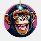 Niedlich Chimpanzee Laughs Keramik Ornament (Hinten)