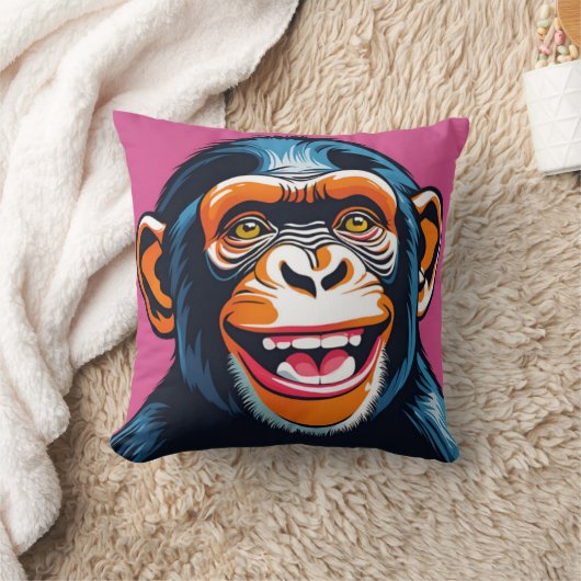 Niedlich Chimpanzee Laughs Kissen (Decke)