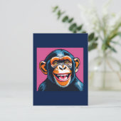 Niedlich Chimpanzee Laughs Postkarte (Stehend Vorderseite)