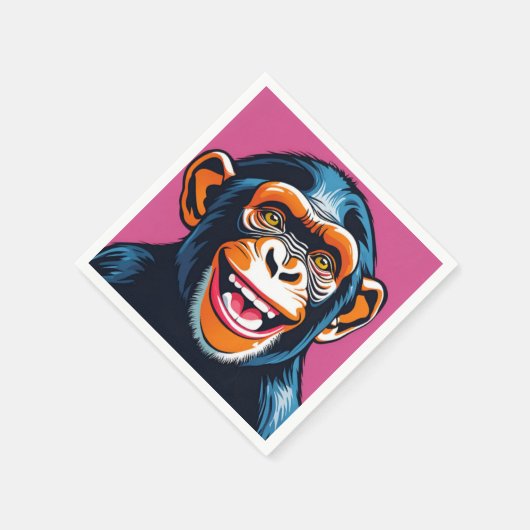 Niedlich Chimpanzee Laughs Serviette (Ecke)