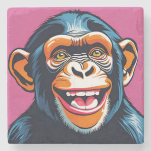 Niedlich Chimpanzee Laughs Steinuntersetzer