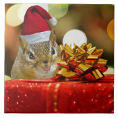 Niedlich Chipmunk Frohe Weihnachten Fliese (Vorderseite)
