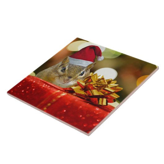 Niedlich Chipmunk Frohe Weihnachten Fliese (Seite)