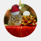 Niedlich Chipmunk Frohe Weihnachten Keramikornament (Hinten)