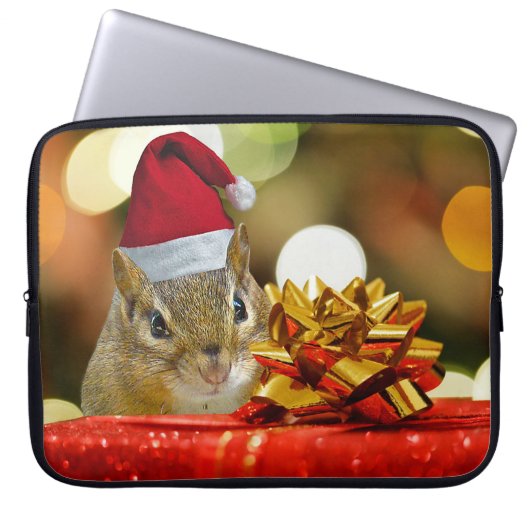 Niedlich Chipmunk Frohe Weihnachten Laptopschutzhülle (Vorderseite)