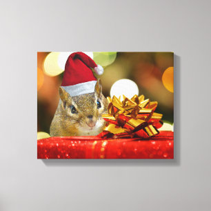 Niedlich Chipmunk Frohe Weihnachten Leinwanddruck