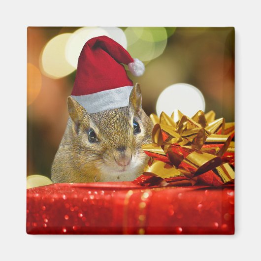Niedlich Chipmunk Frohe Weihnachten Magnet (Vorne)