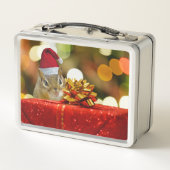 Niedlich Chipmunk Frohe Weihnachten Metall Lunch Box (Rückseite)