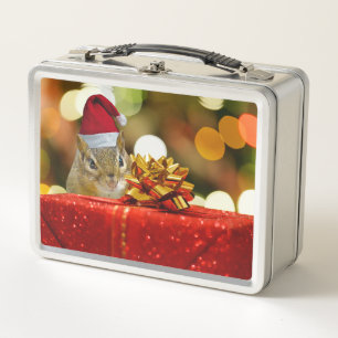 Niedlich Chipmunk Frohe Weihnachten Metall Lunch Box