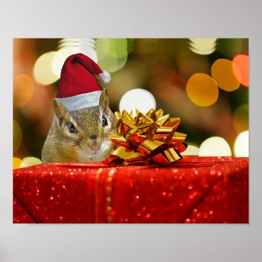 Niedlich Chipmunk Frohe Weihnachten Poster (Vorne)