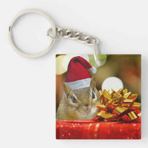 Niedlich Chipmunk Frohe Weihnachten Schlüsselanhänger