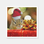 Niedlich Chipmunk Frohe Weihnachten Serviette (Vorderseite)