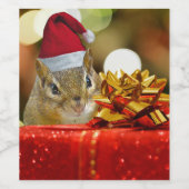 Niedlich Chipmunk Frohe Weihnachten Weinetikett (Einzelnes Label)