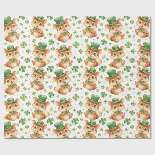 Niedlich Chipmunk Green Hat Kleeblatt St. Patrick' Geschenkpapier (Flach)