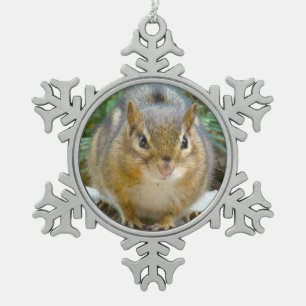 Niedlich Chipmunk hat sein Auge auf dich Schneeflocken Zinn-Ornament