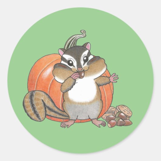 Niedlich Chipmunk Pumpkin Sticker (Vorderseite)