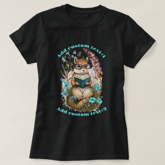 Niedlich Chipmunk Read Book Wildblume, Chipmunk Lo T-Shirt (Design vorne)