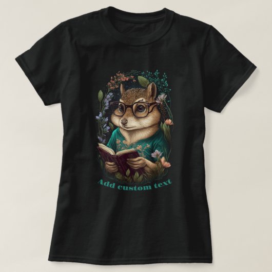 Niedlich Chipmunk Read Book Wildblume, Chipmunk Lo T-Shirt (Design vorne)