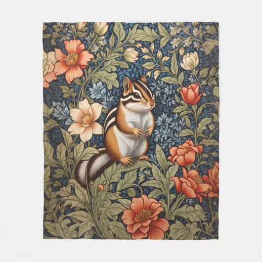 Niedlich Chipmunk William Morris Inspirierte flora Fleecedecke (Vorderseite)