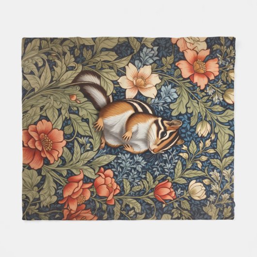 Niedlich Chipmunk William Morris Inspirierte flora Fleecedecke (Vorderseite (Horizontal))