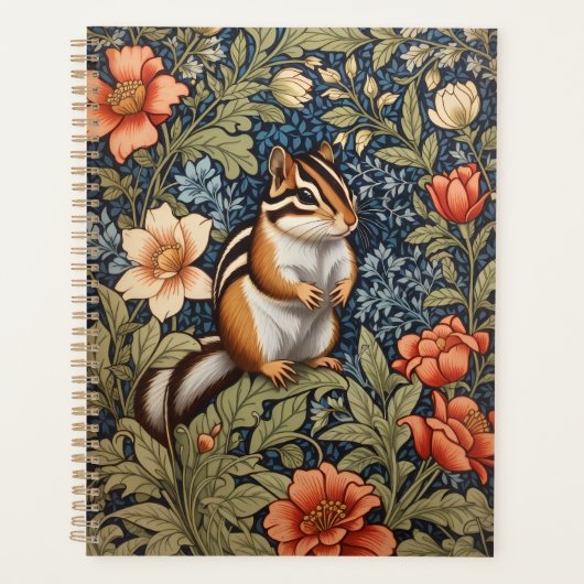 Niedlich Chipmunk William Morris Inspirierte flora Planer (Vorderseite)