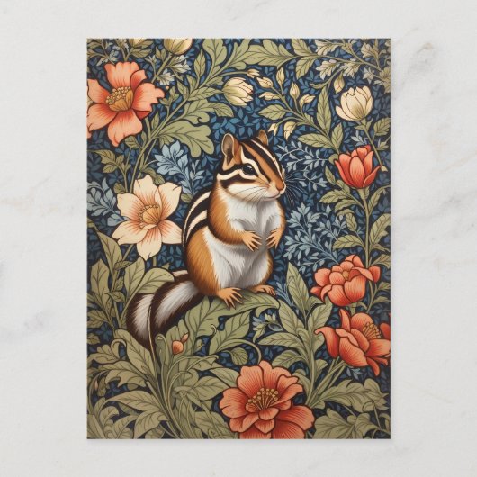 Niedlich Chipmunk William Morris Inspirierte flora Postkarte (Vorderseite)