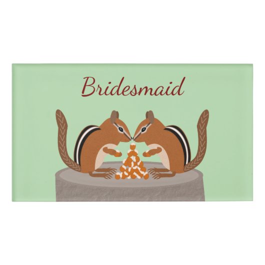 Niedlich Chipmunks Hochzeit im Herbst Custom Bride Namenschild (Vorderseite)