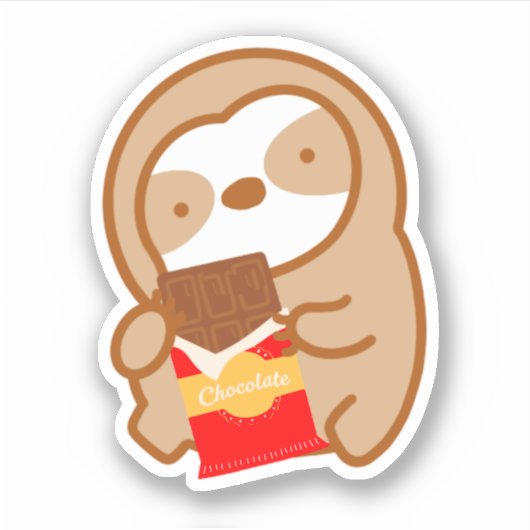 Niedlich Chocolate Bar Sloth Aufkleber (Vorderseite)