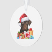 Niedlich Chocolate Labrador Puppy Weihnachtsmannmü Ornament (Vorderseite)