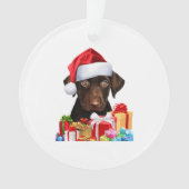 Niedlich Chocolate Labrador Puppy Weihnachtsmannmü Ornament (Vorderseite)