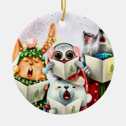 Niedlich Choir Animals Lehrer Weihnachtsfeier Kera Keramik Ornament (Vorne)