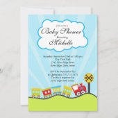 Niedlich Choo Choo Train Kinderdusche Einladung (Vorderseite)