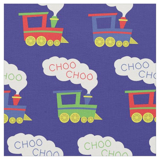 Niedlich Choo Trains Kinderzimmer Dekoration Stoff (Nahaufnahme)
